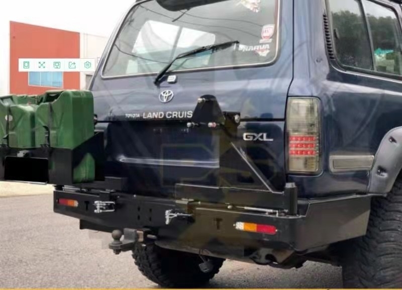 LC80 Rear 80 Series Land Cruiser Winch Bull Bar With Fuel Tank And Spare Tyre Bracket